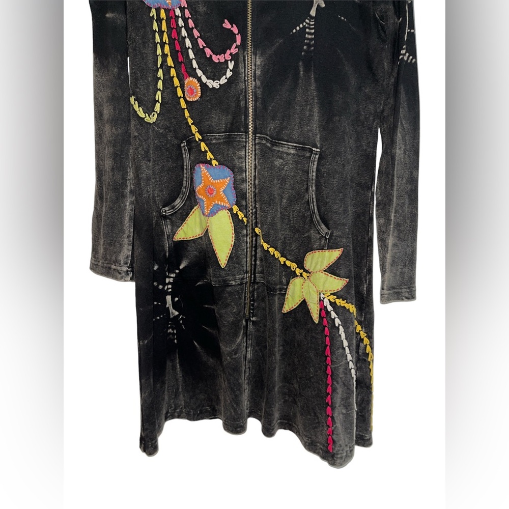 Rising International boho art to wear embroidered hoodie jacket/duster - Picture 4 of 4